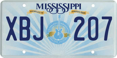 MS license plate XBJ207