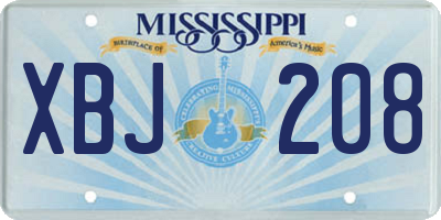 MS license plate XBJ208