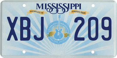 MS license plate XBJ209