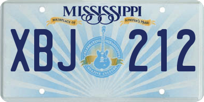 MS license plate XBJ212