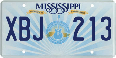 MS license plate XBJ213