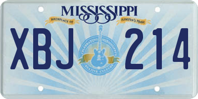MS license plate XBJ214