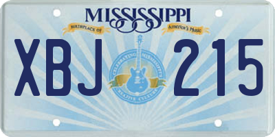 MS license plate XBJ215