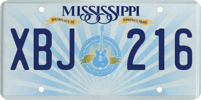 MS license plate XBJ216