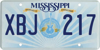 MS license plate XBJ217