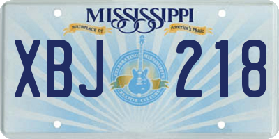 MS license plate XBJ218