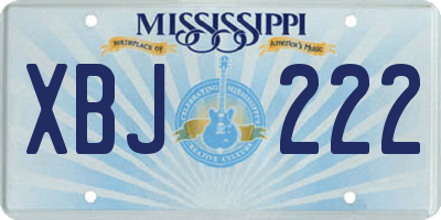 MS license plate XBJ222