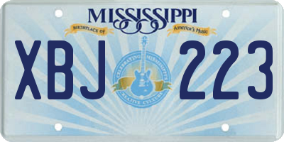 MS license plate XBJ223