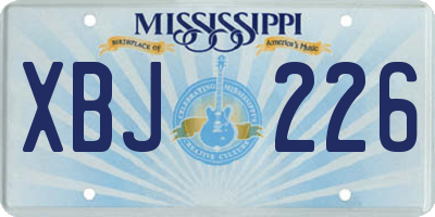 MS license plate XBJ226