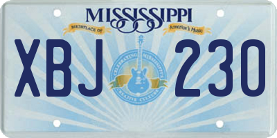 MS license plate XBJ230