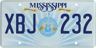 MS license plate XBJ232