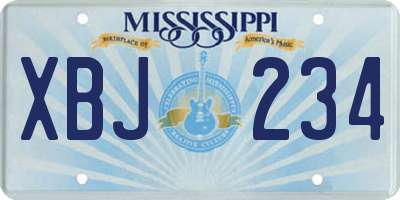 MS license plate XBJ234