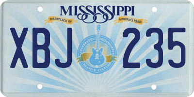MS license plate XBJ235