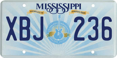 MS license plate XBJ236