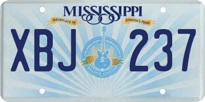 MS license plate XBJ237