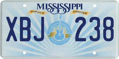 MS license plate XBJ238