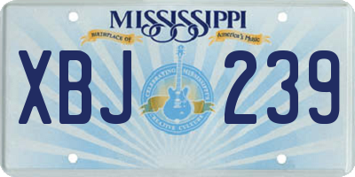 MS license plate XBJ239