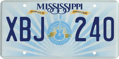 MS license plate XBJ240