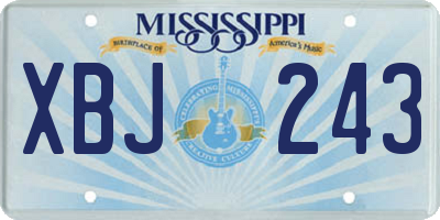 MS license plate XBJ243