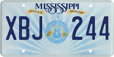 MS license plate XBJ244