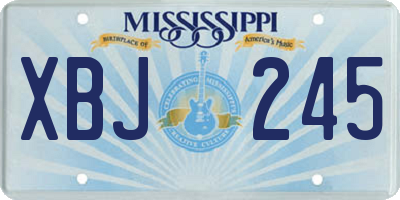 MS license plate XBJ245