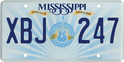 MS license plate XBJ247