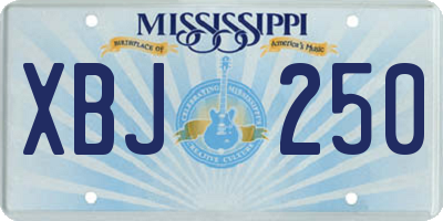 MS license plate XBJ250