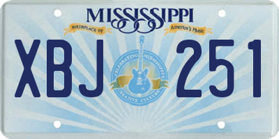 MS license plate XBJ251