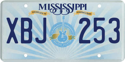 MS license plate XBJ253