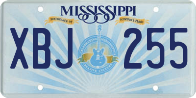 MS license plate XBJ255