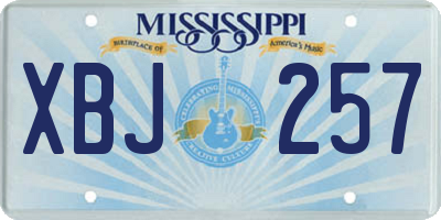 MS license plate XBJ257