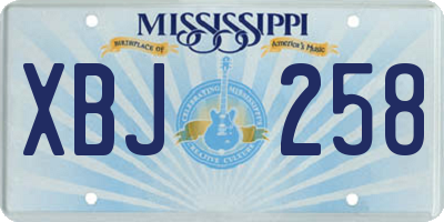 MS license plate XBJ258