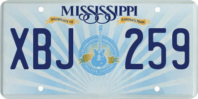 MS license plate XBJ259