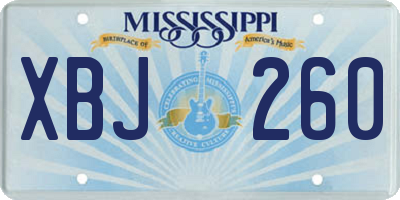 MS license plate XBJ260