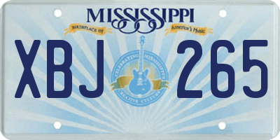 MS license plate XBJ265