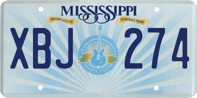 MS license plate XBJ274