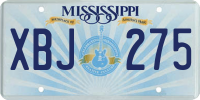 MS license plate XBJ275