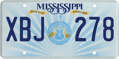 MS license plate XBJ278