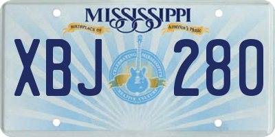 MS license plate XBJ280