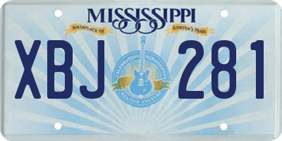 MS license plate XBJ281
