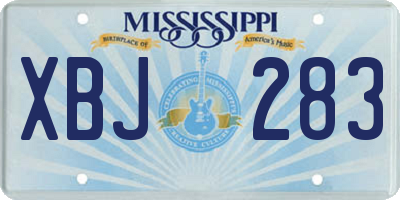 MS license plate XBJ283