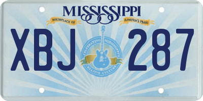 MS license plate XBJ287