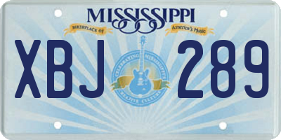MS license plate XBJ289