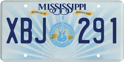 MS license plate XBJ291