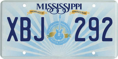 MS license plate XBJ292