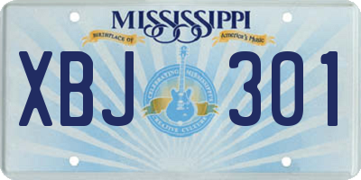 MS license plate XBJ301