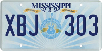 MS license plate XBJ303