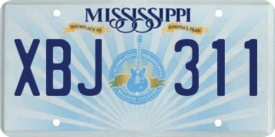 MS license plate XBJ311