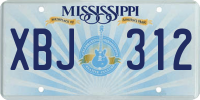 MS license plate XBJ312