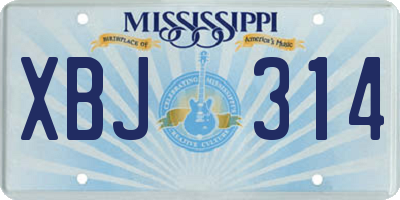 MS license plate XBJ314
